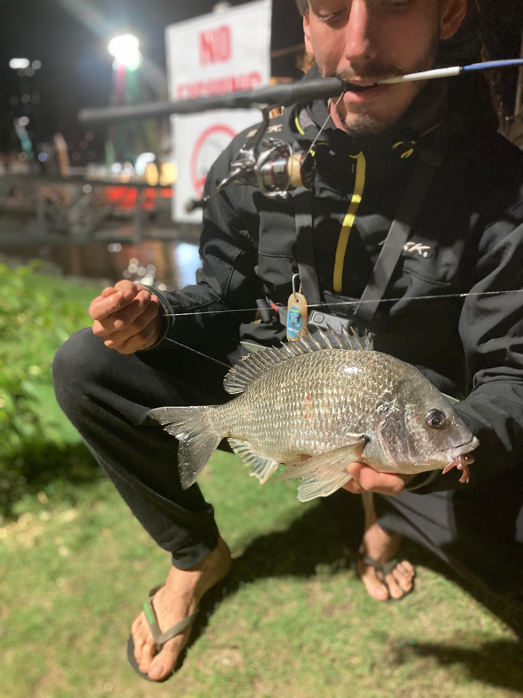 Brendon James McDonald with a bream caught on a LandCaster Bottom Bug soft plastic. @theboysfishing