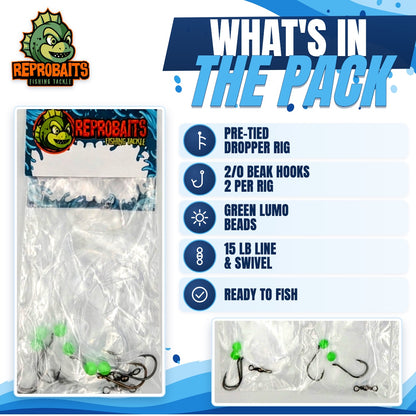 2-Hook Bream & Flathead Paternoster Dropper Rig 3 Pack