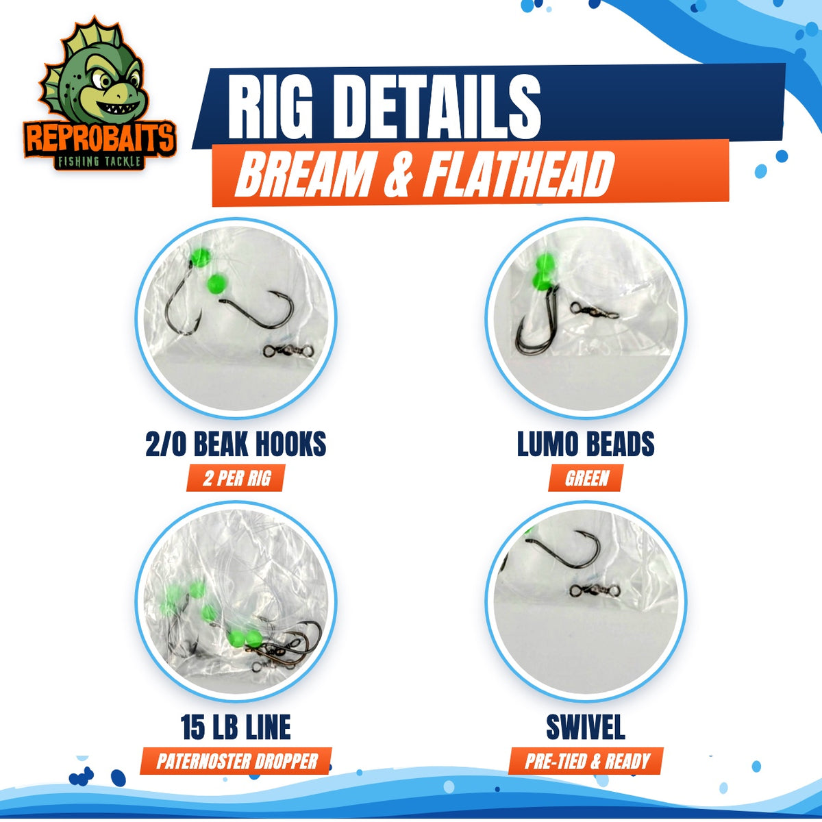 2-Hook Bream & Flathead Paternoster Dropper Rig 3 Pack