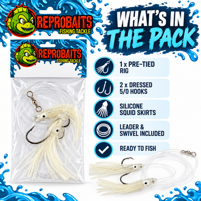 5/0 Silicone Squid Paternoster Dropper Loop Rig 3 Pack
