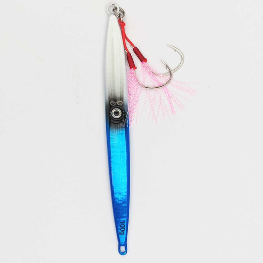 ReproBaits Tackle Ink Blot 100g jig with 4/0 assist hook for kingfish and trevally