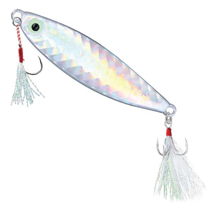 ReproBaits Tackle 20g holographic flat slice jig with stinger hook for rock and surf fishing