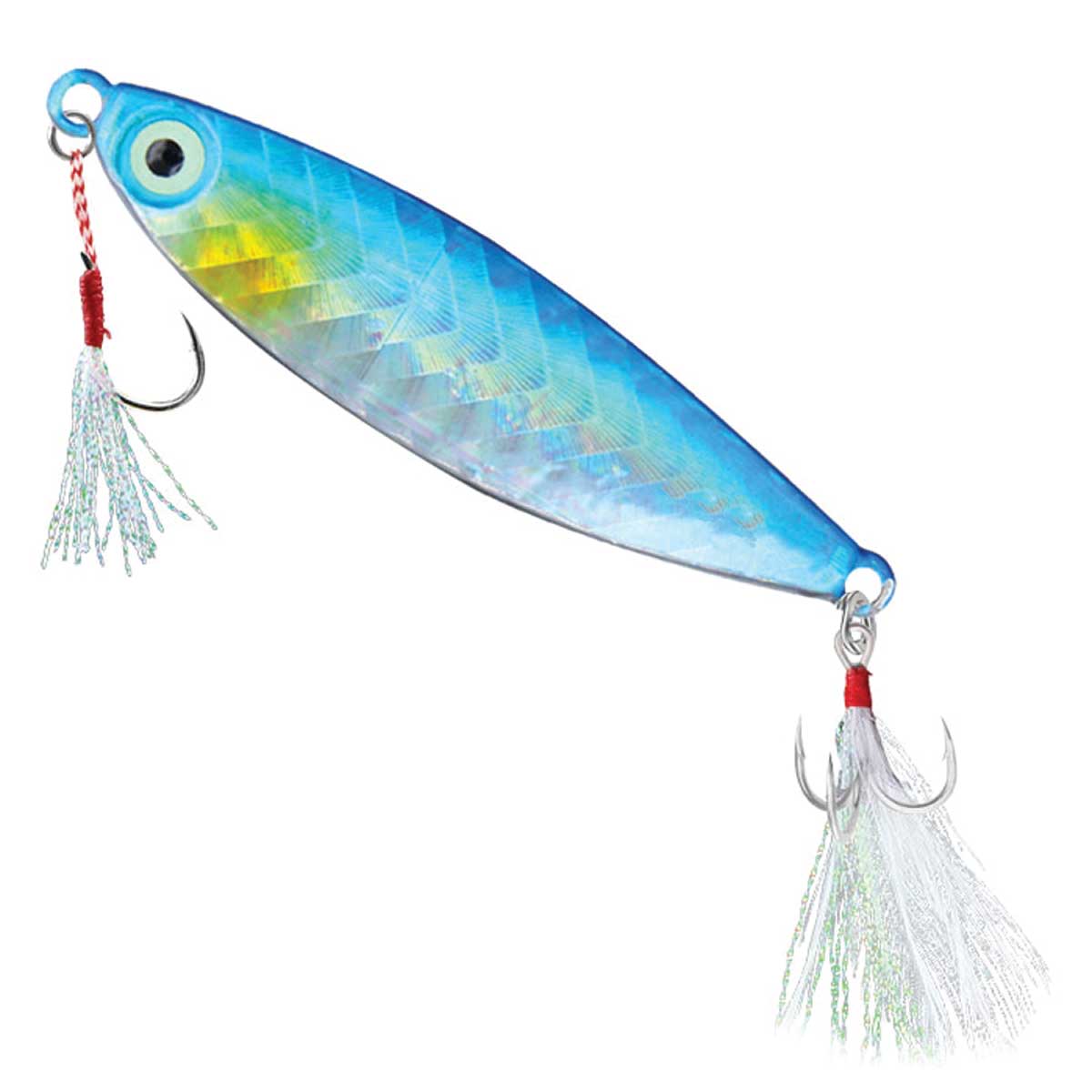 ReproBaits Tackle 20g holographic flat slice jig with stinger hook for rock and surf fishing