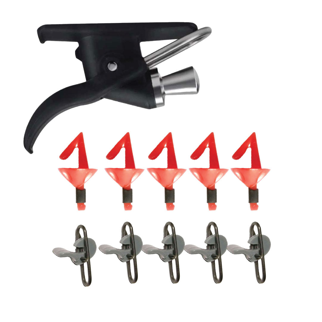 ReproBaits 11-piece long-distance surf casting kit with trigger shields and clips