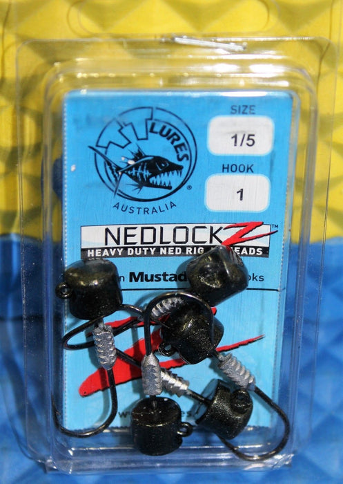 TT Lures Nedlock Heavy Duty Ned Rig Jig Heads 1/5 oz Hook Size #1 - Robust Performance for Australian Anglers