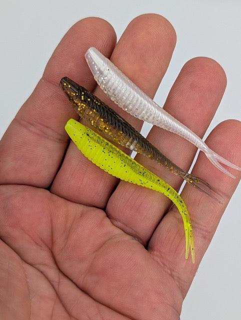 3 Packs ReproBaits Split Tail Baitfish 4-Inch Soft Plastics – 24-Lure Three-Colour Bundle