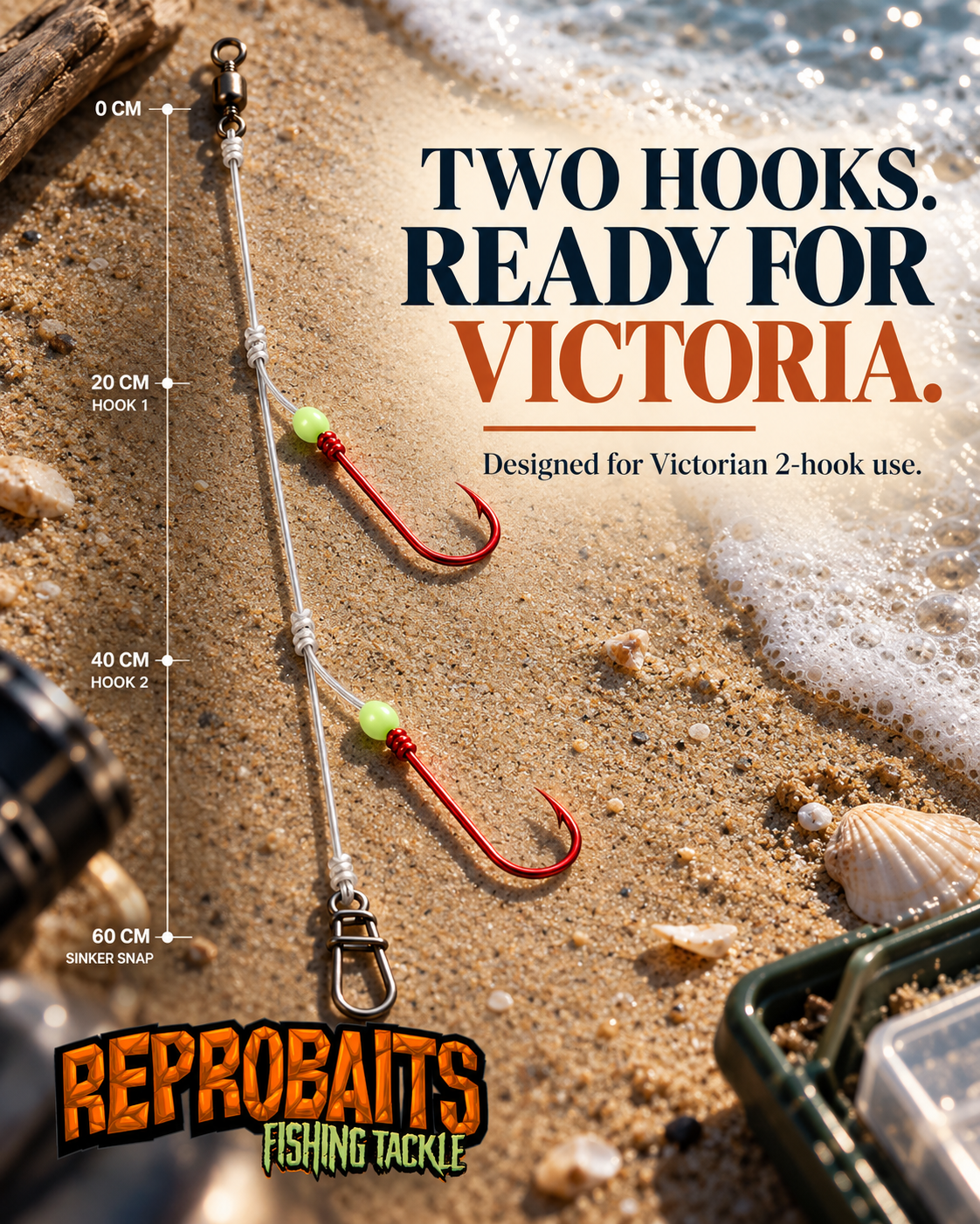 2 Hook Hand-Tied Whiting Paternoster Rigs – 3 Pack