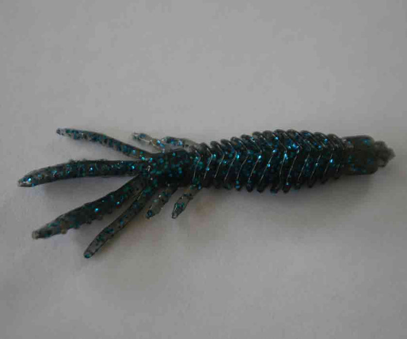 LandCaster Fishing Baits & Lures Blue with Blue Flake Sea Bug Scented Crayfish Squid Soft Plastic Bream Flathead Bass Perch 10 Pack 6.5 cm