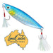 LandCaster Jigs Bunker Blue Holo Flat Slice Jigs 20 gram With Stinger Hook Microjigs Holographic Rock Fishing Surf Fishing Casting