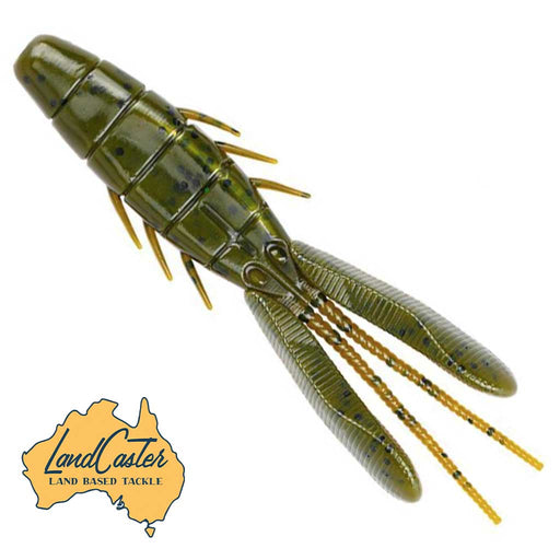 LandCaster Tackle Fishing Baits & Lures Olive Green Clappin Craw 3.5 Inch Shrimp Scent Soft Plastic Flathead Stacker Lure 6 Pack